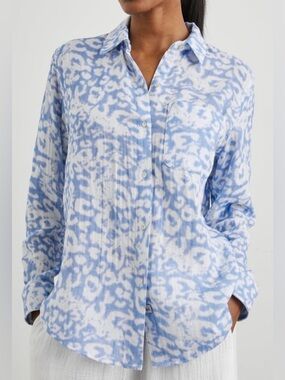 Rails Diffused Cheetah Print Button Up Shirt Sz S